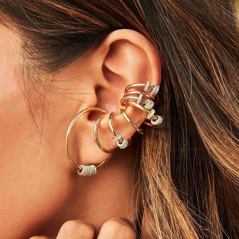 Pandoo модные очаровательные оригинальные 1:1 копия один пять обручей серьги с