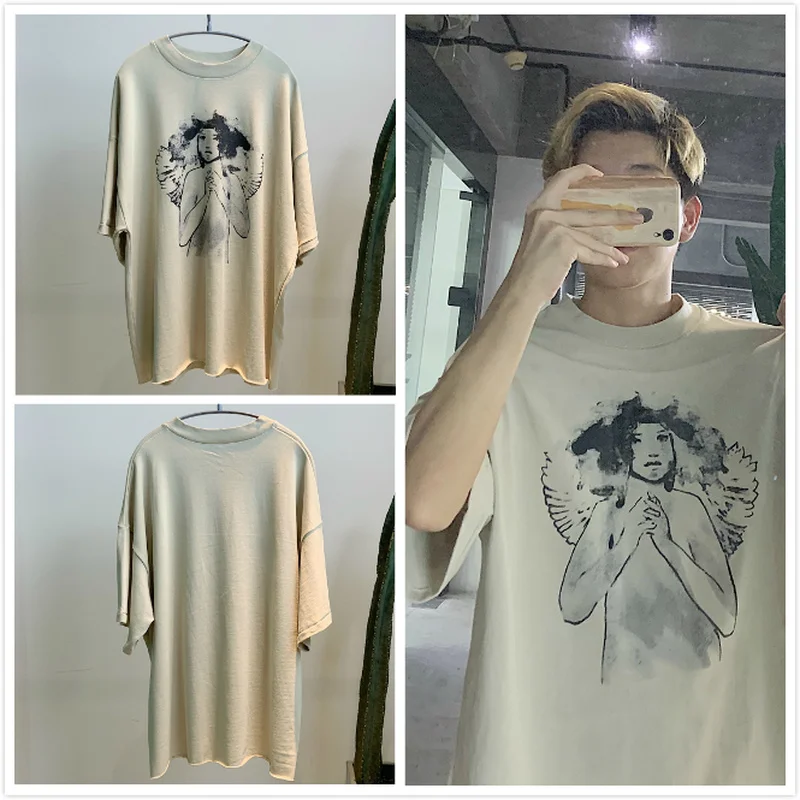 KANYE WEST футболка Для мужчин женщин маленькая девочка живописи тушью уличная