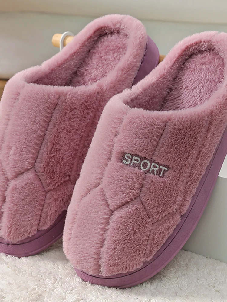 

Men's and Women's Slippers Solid Color Autumn/Winter Home Slippers Warm Indoor Bedroom Slippers Striped Cotton Slippers
