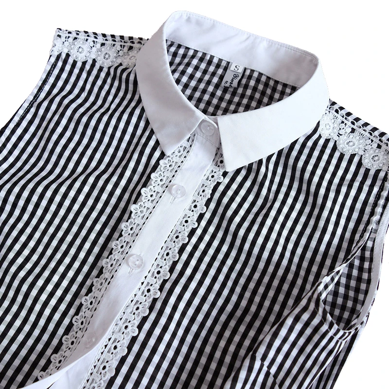

New Spring and Summer Womens Tops and Blouses Classic Black and White Striped Work Wear Office Lady Blouses Shirts
