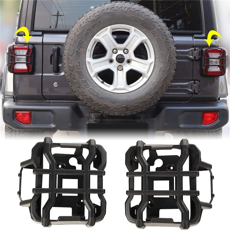 

Car Rear Light LED Rear Light Cover Black Protective Cover for Jeep Wrangler JL JLU 2018-2020 Headlights Guard Tail Lights Guard