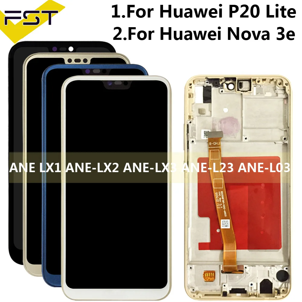 

For HUAWEI P20 Lite LCD Display+Touch Screen Digitizer for HUAWEI P20 Lite LCD with Frame Replacement Ane-lx1 Lx3 Nova 3e