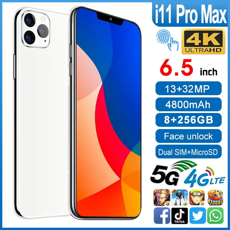 Tel&eacute;fono Inteligente I11 Pro Max versi&oacute;n Global, 6,5 pulgadas, Dual SIM, 12GB, 512GB, 4800MAH, Android 9,0, GPS, Wifi, desbloqueo facial-0