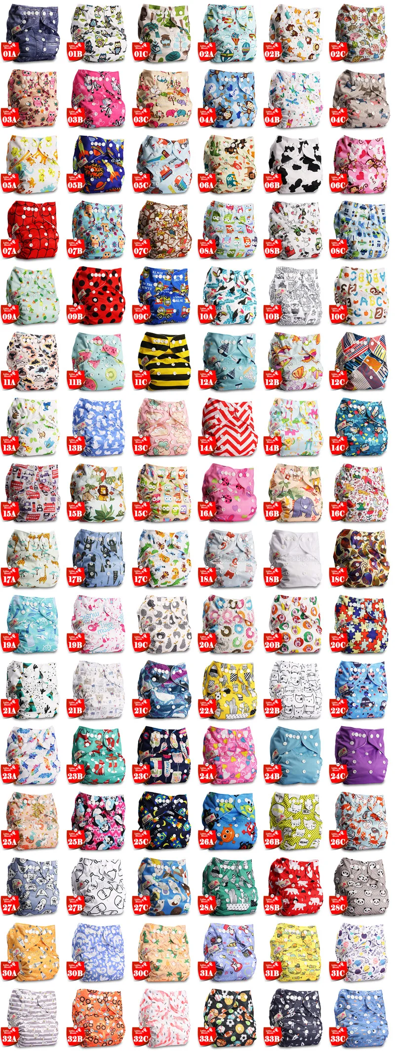 [Littles & Bloomz] Детские Моющиеся Многоразовые Тканевые карманные подгузники выберите