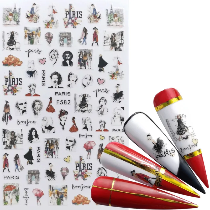 1 шт. микс зеленые листья наклейки для ногтей цветок животное Бабочка 3D клей