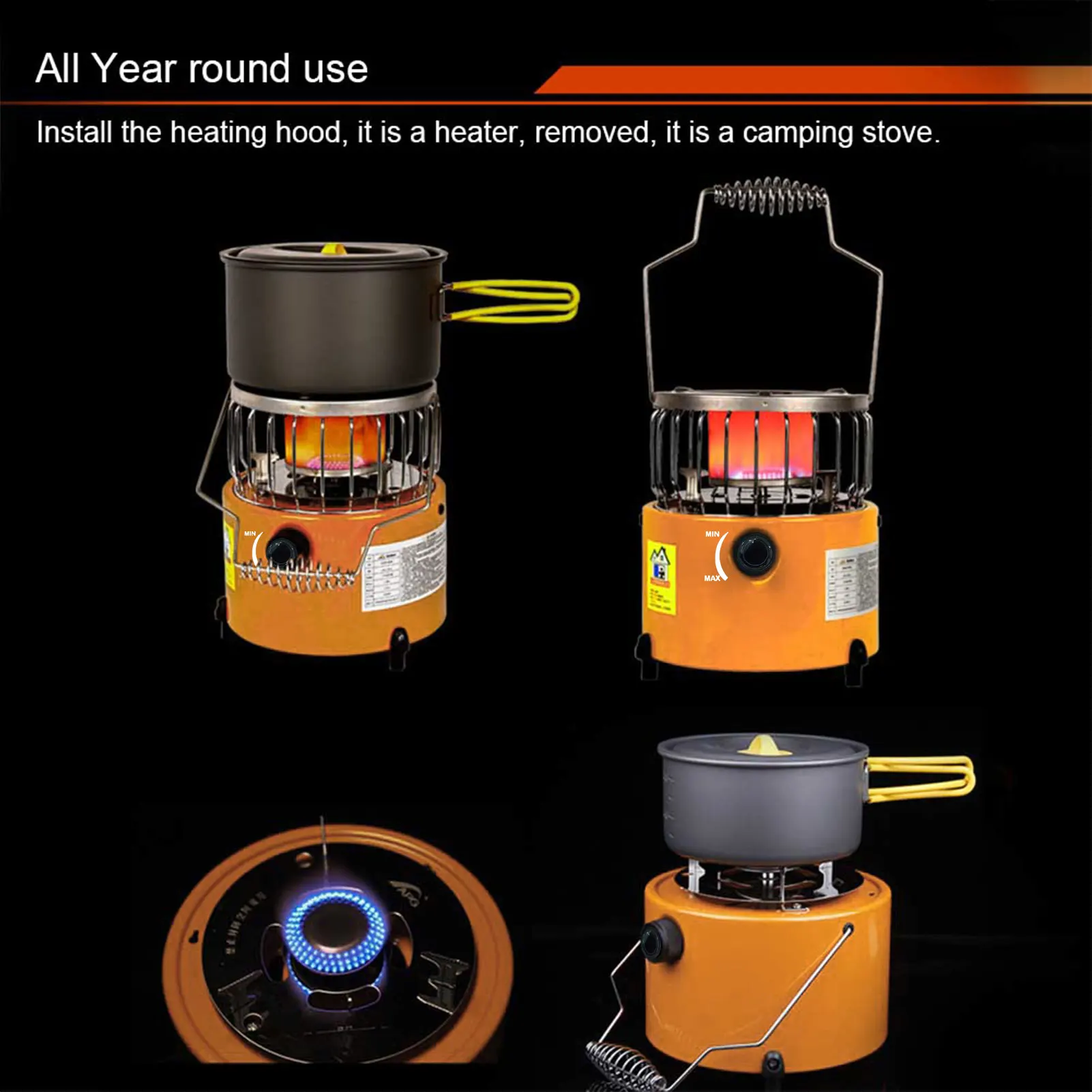 

Camping Stove Mini Heater Portable Single Burner Camp Gas Stove Safe Room Heater For BBQ Grill Winter Heating Tent Room Heater