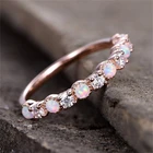 Кольцо с цирконом женское, Ювелирное Украшение для вечерние, обручальное, свадебный подарок, модное кольцо с опалом розового золота