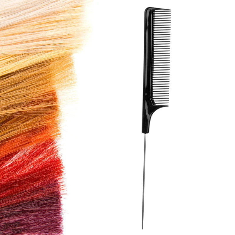 Женская шпилька для укладки волос гребень крысиного хвоста черная пластиковая с