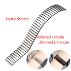 Эластичный ремешок для часов, телескопический ремешок из нержавеющей стали, эластичный ремешок, металлический эластичный ремешок, серебристый черный матовый полированный 20 мм 22 мм