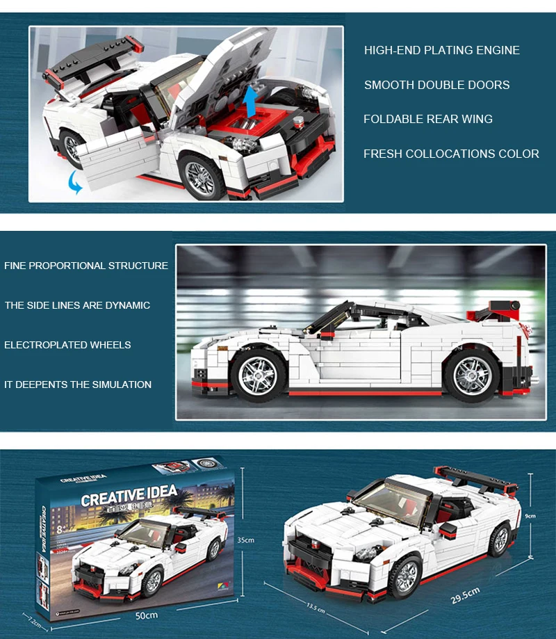Форма King 13104, Креативная идея, серия Nismo Nissan GTR R35, совместимая техника, Moc-20518, блоки, кирпичи, игрушки, подарки для мальчика