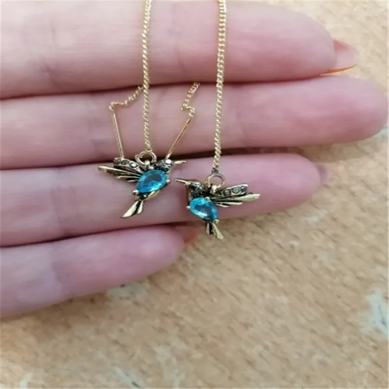 

Female Elegant Humming Bird Earrings Crystal Long Tassels Dangle Earring for Women Unique Design Earings Fashion Ladies Jewelry