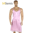 Мужское нижнее белье для взрослых, изящное винтажное платье-комбинация, гладкое атласное регулируемое платье на бретелях-спагетти с V-образным вырезом и низкой спинкой