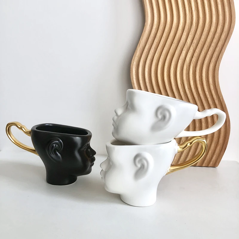 

Creative Face Ceramic Coffee Cup White Phnom Penh Couple Mug English Afternoon Tea Flower Tea Cup Home Breakfast Milk Mug Gifts