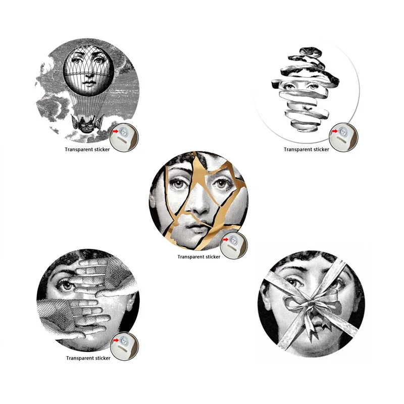 Милан Италия дизайнер fornasetti таблички узор обои разделенные картины настенные наклейки DIY Украшение стены 8 дюймов - Цвет: 3