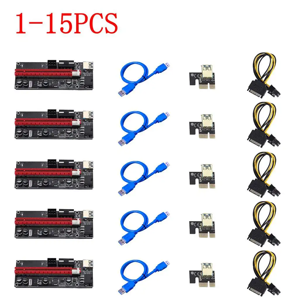 1 15 шт. PCI E pcie Riser 009 Express 1X 4x 8x 16x расширитель USB 009S двойная 6 контактная карта