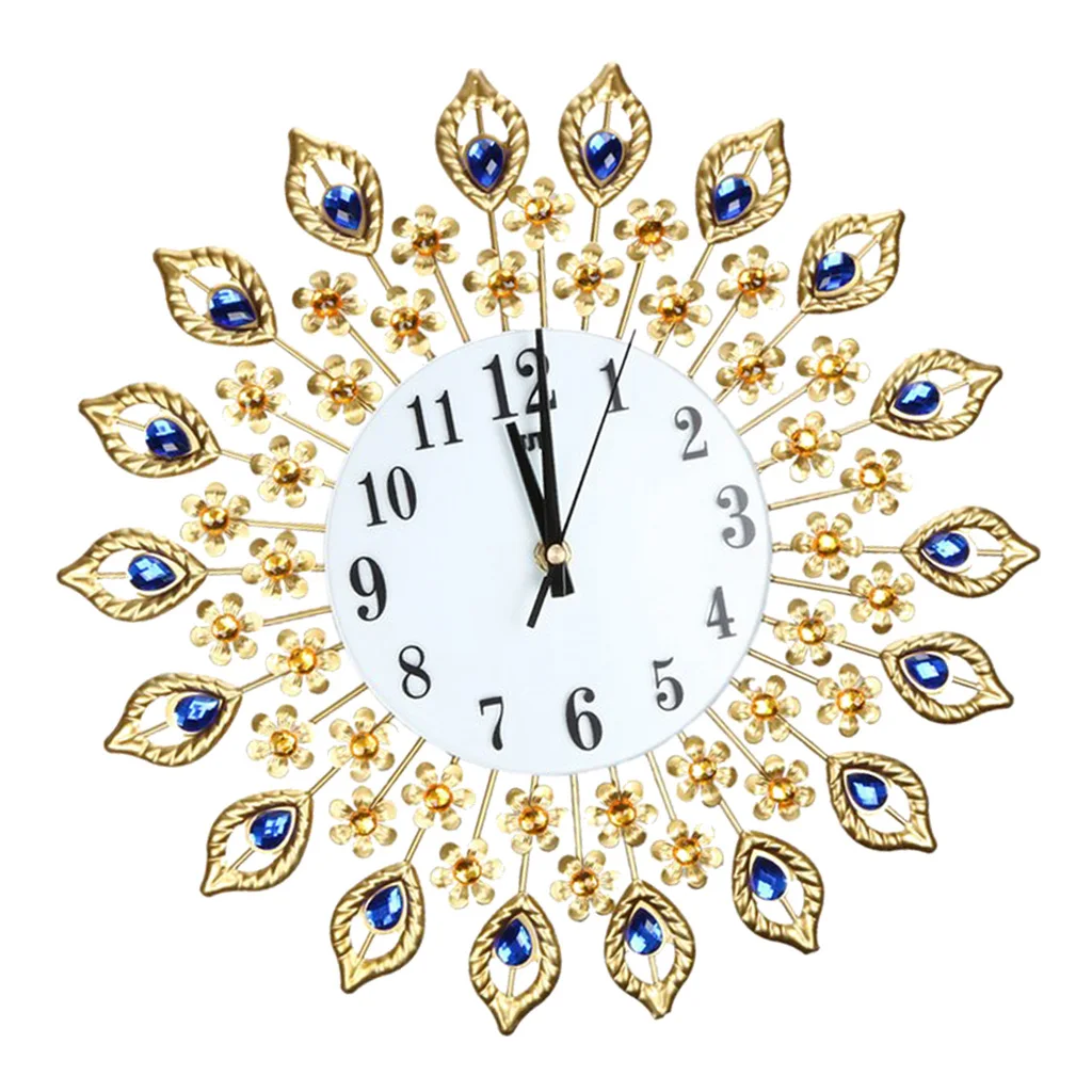 

Creative Wall Clock Peacock Crystal Diamond Clock For Office Room