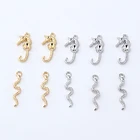 10 шт. в стиле панк, гиппокамп, серьга со змеями, Подвески, браслет, фурнитура, золото, серебро, стразы, серьги, Висячие Подвески для изготовления ювелирных изделий