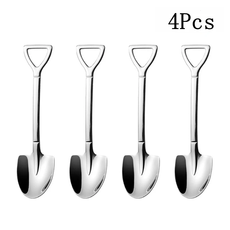 

2/4PCS Coffee Spoon Cutlery Set Stainless Steel Retro Iron Shovel Ice Cream Spoon Scoop Creative Spoon tea-spoon Tableware