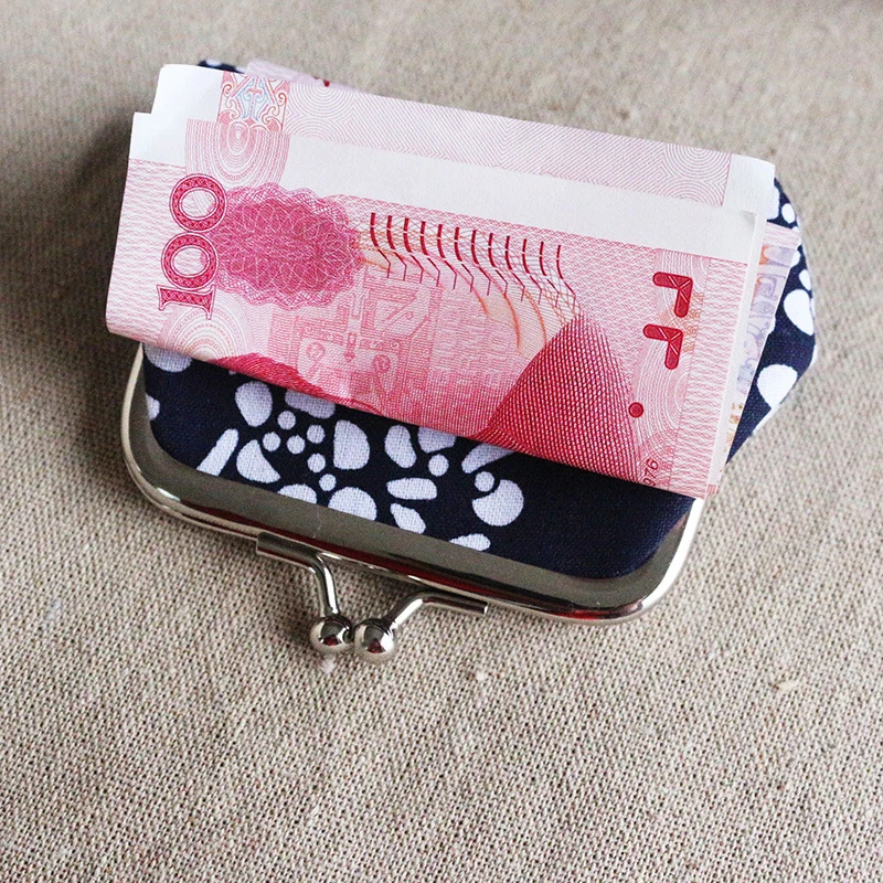 300 шт./лот Женский кошелек для мелочи синий с застежкой Ретро винтажный мини