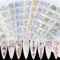 6 grids 110060pcs mix shapes white ab colorful champagne flatback acrylic diamonds jewelry nail art rhinestones decals charms