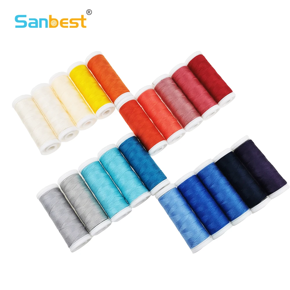 Швейная нить Sanbest из 100% полиэфира высокоскоростная швейная машина 200 ярдов 40s/2 18