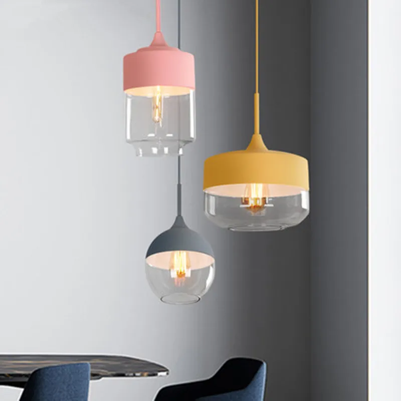

Nordic Postmodern Pendant Lights Creative Personality LED Macarons Cafe Restaurant Home Bar Colorful Hanging Lights