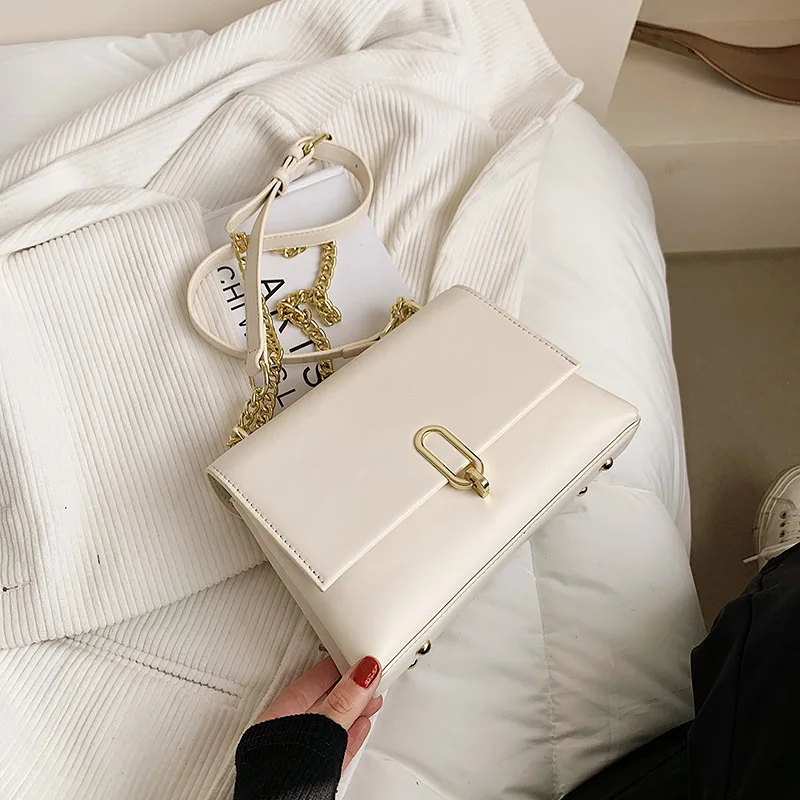 

Womens Handbags Soft Leather Large Capacity Women's 2021 Popular New Fashion Versatile Shoulder Red Small Square Bag Purses