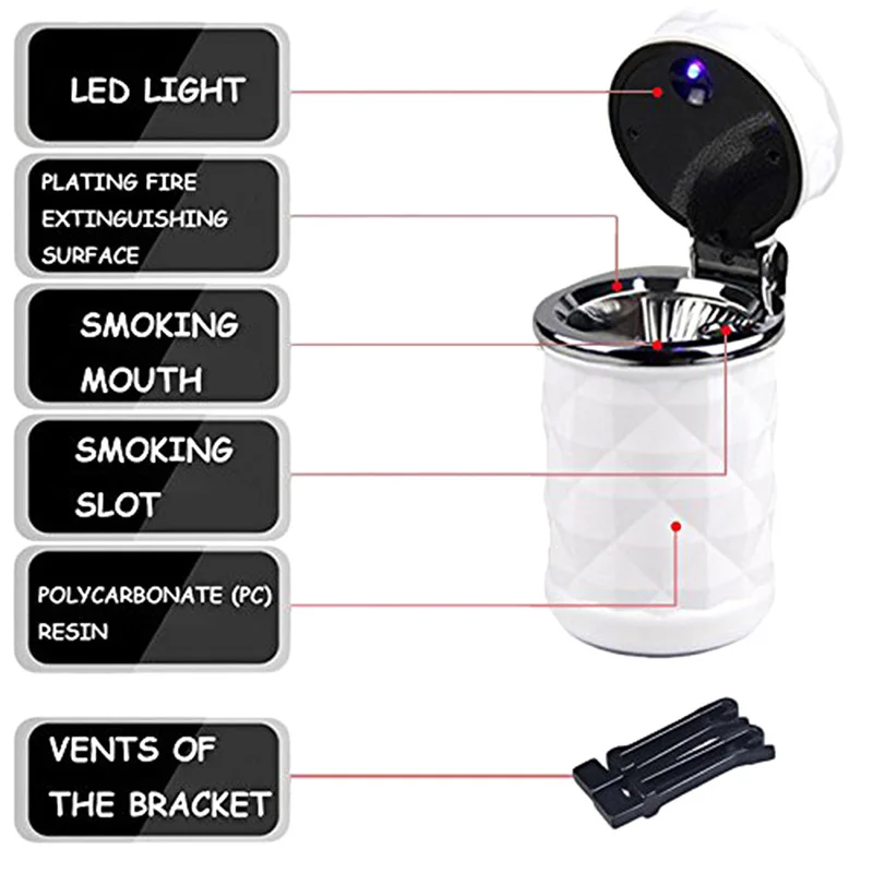 

Car ashtray LED portable car with cover air outlet suspension truck office cigarette ashtray smokeless car interior supplies
