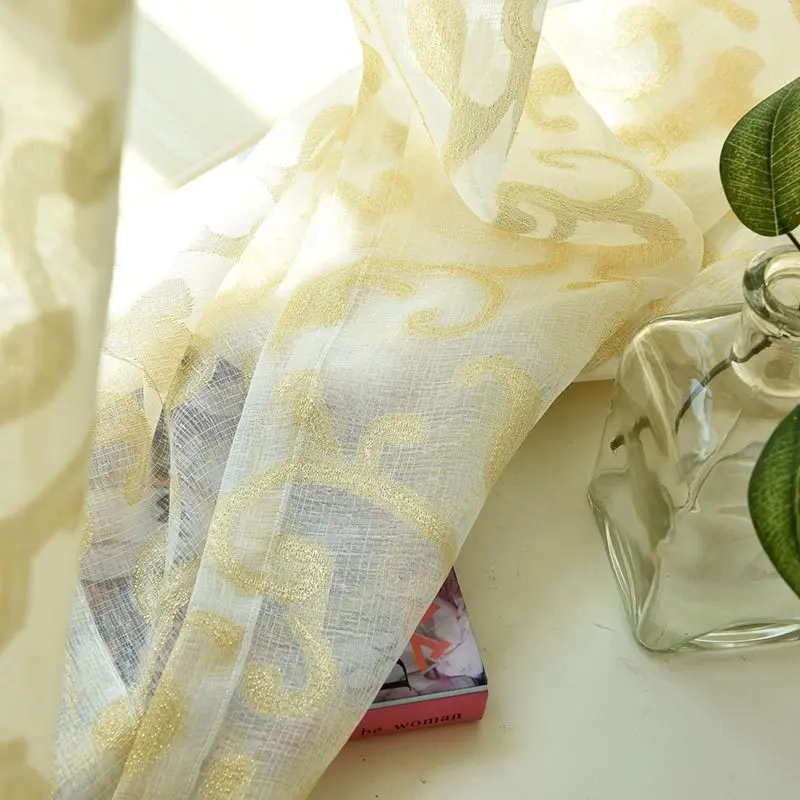 Готический домашний декор золотистые тюлевые шторы занавески для гостиной