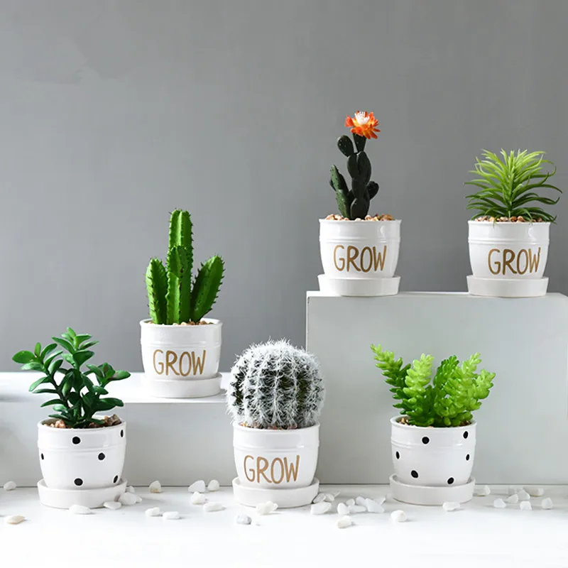 Кактус бонсай Искусственные суккуленты растения в горшке поддельные цветы