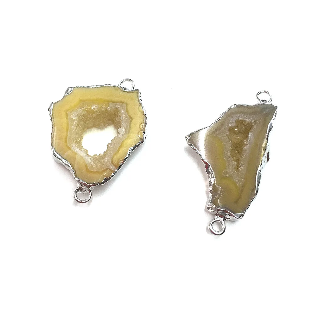 

Fine Natural Stone Pendant Irregular Shape Agate Double Hole Connectors for Women Jewelry Making DIY Bracelet Necklace