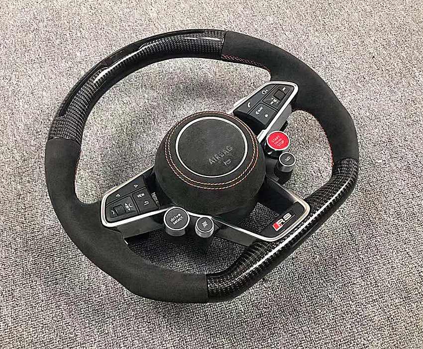 Светодиодный гоночный из углеродного волокна руль с кнопкой MFS для Audi R8- TT- TTS- TT RS