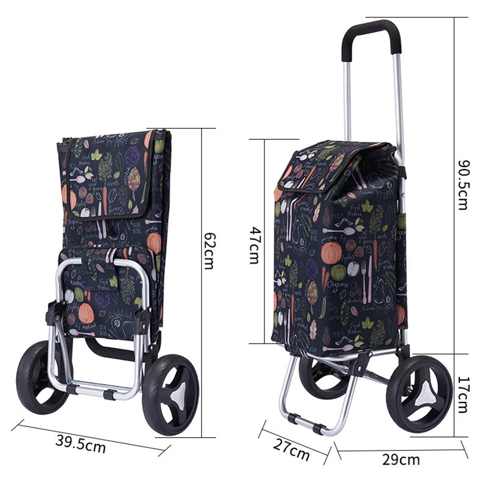 

B-LIFE Bigger Trolley Dolly Shopping Grocery Foldable Cart Folding Lightweight with Great Loading Capacity Wheels and Anti-Slip