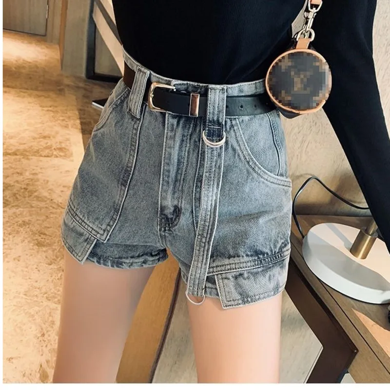 

LIBERJOG Women Denim Shorts Vintage Female Summer Sexy Shorts Plus Size Gray Black Blue