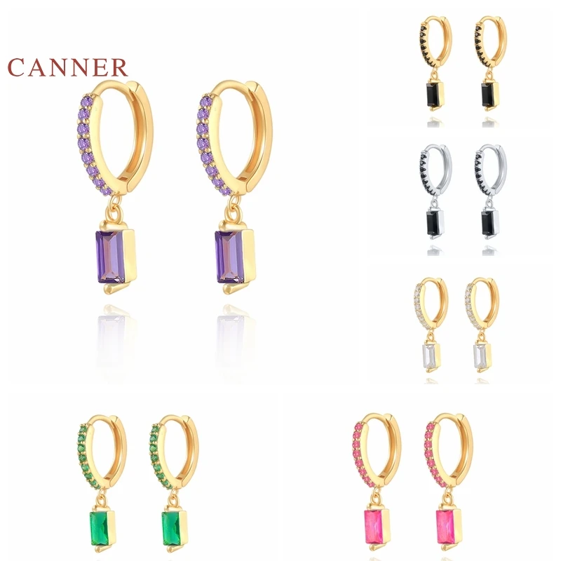 

Женские серьги CANNER из серебра 925 пробы с цветным цирконием, Винтажные висячие серьги для пирсинга, подарок матери, 2021