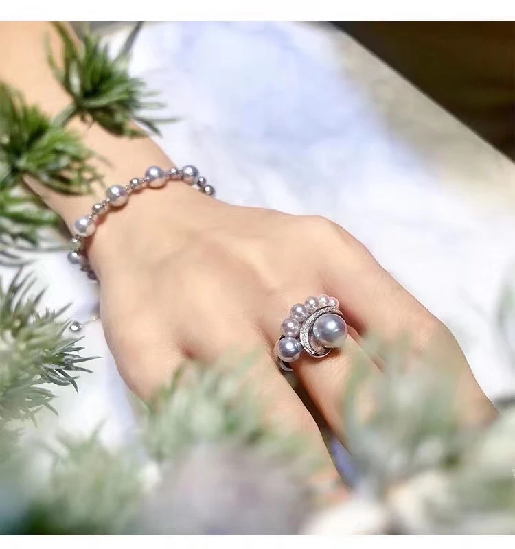 

Регулируемое кольцо из серебра 925 пробы, с жемчугом