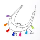 Ожерелье конфетного цвета с мини-медведем, ожерелье для женщин, рождественские подарки, Новые Подвески со звездой, ожерелья, ювелирные изделия для женщин и девушек, ожерелье