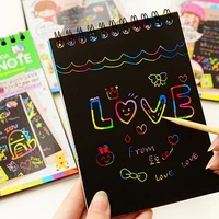 50 hot sale kids rainbow colorful scratch art kit drawing painting paper notebook with drawing stick gift