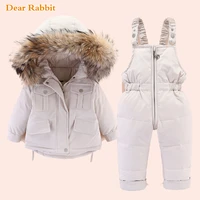 2021 winter down jacket for girl clothes kids overalls snowsuit baby boy over coat toddler new year clothing set parka real fur