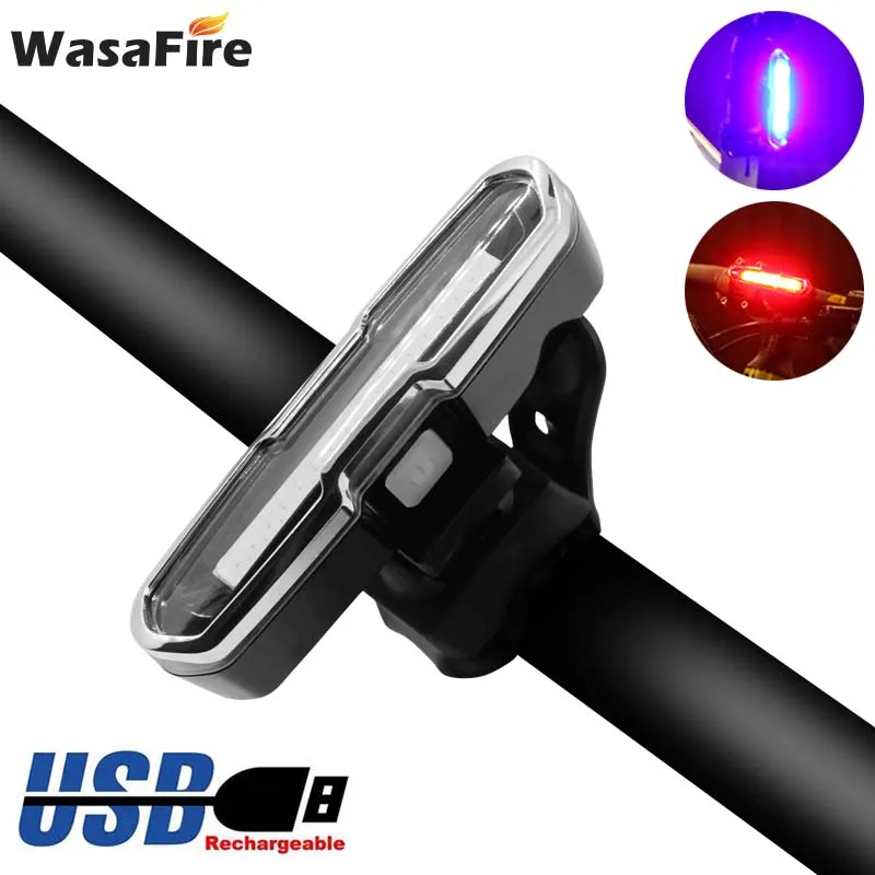 

USB Rechargeable Bicycle Rear Light Waterproof Night Warning Lantern Red Blue LED Bike Tail Lamp Cycling Taillight
