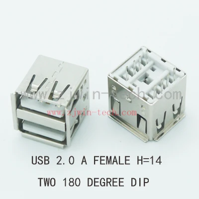 5PCS/PACK USB 2.0 Jack Female Connector DUAL Direct Plug-in 180degree (H=14mm) | Обустройство дома