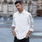 Мужская Повседневная рубашка с нагрудным карманом KUEGOU, черная Повседневная рубашка с нагрудным карманом, модель 2022, осень 20548