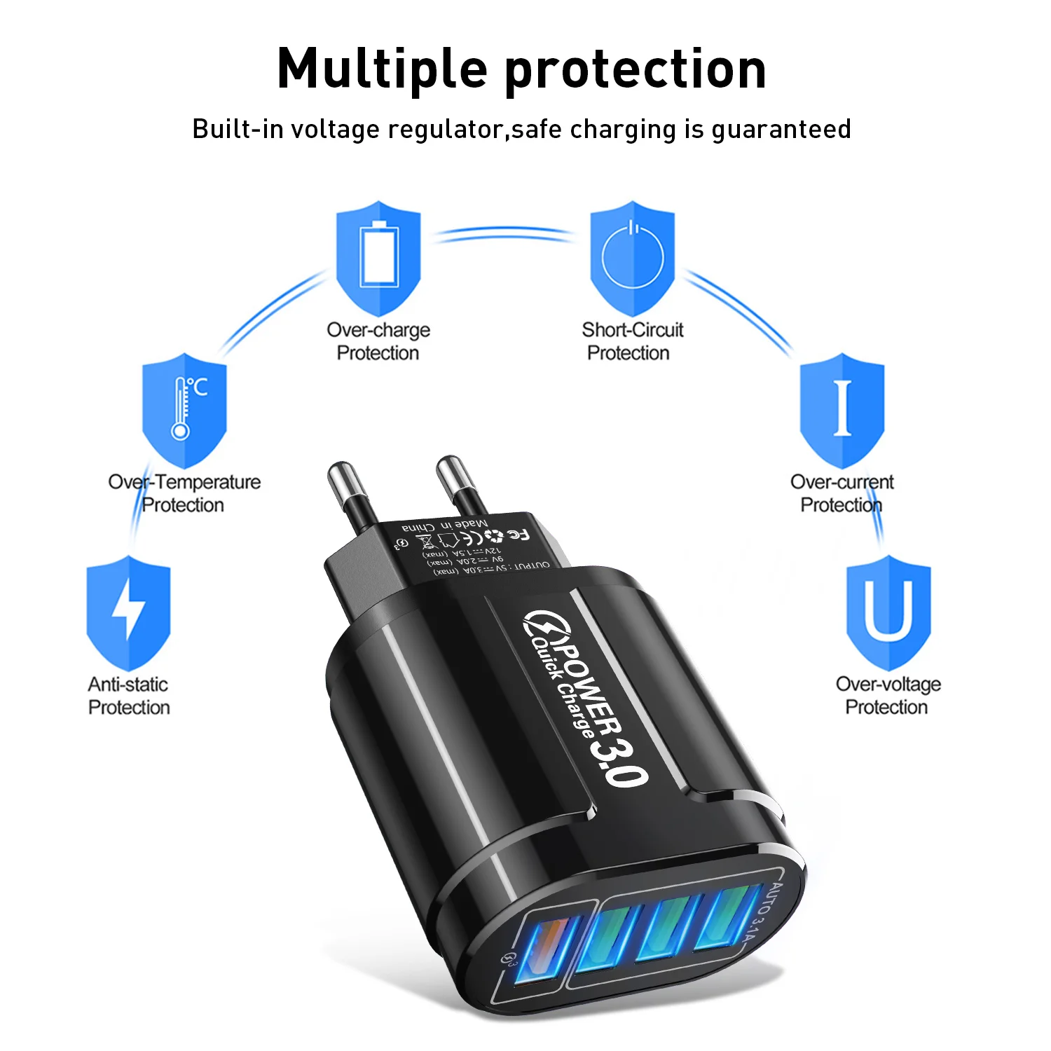 4 порта 48 Вт USB зарядное устройство Быстрая зарядка QC 3 0 настенная Зарядка для iPhone