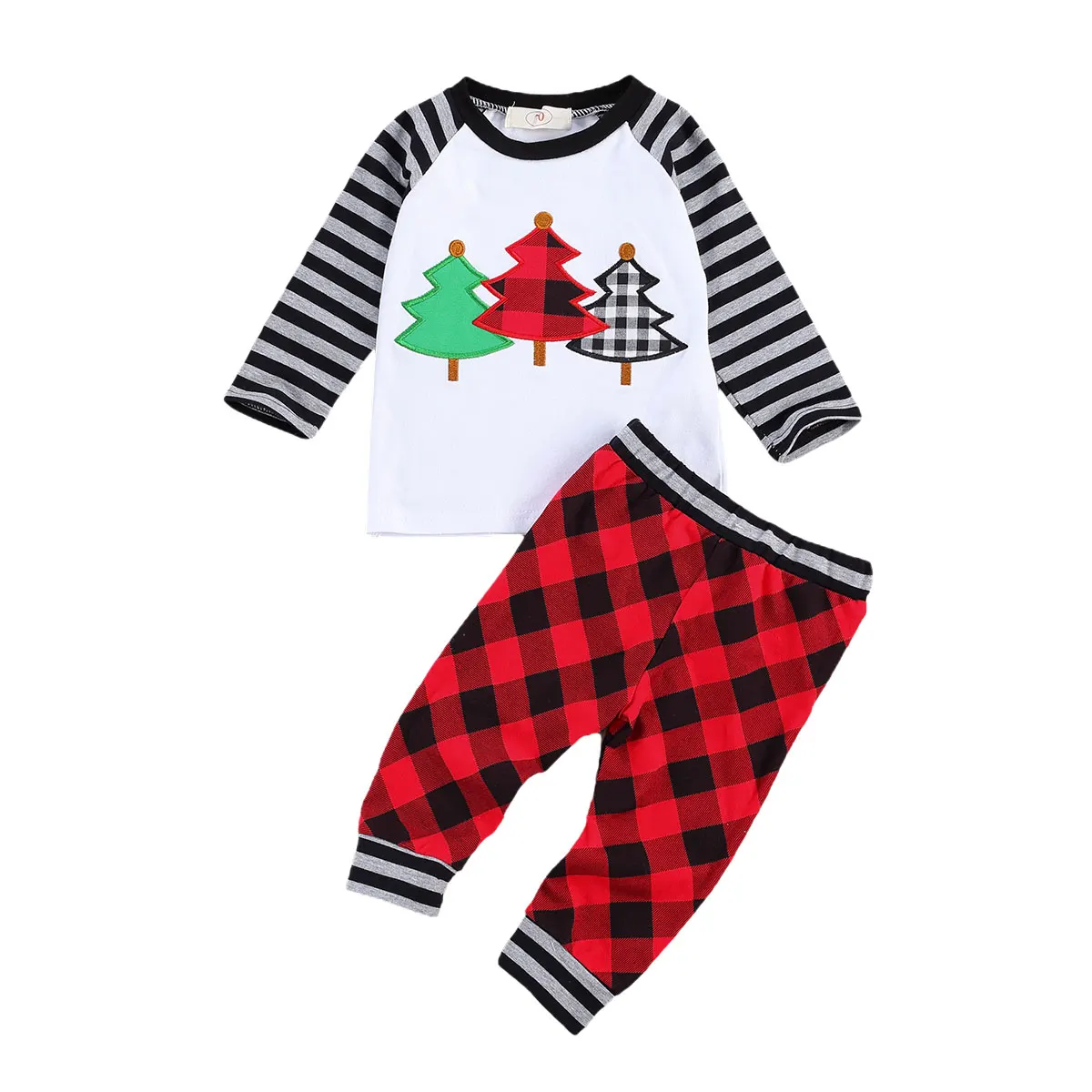 

2pcs Christmas Children Boy Girls Clothing Sets Toddler Kids Girls Long Sleeve Christmas tree Tops+Pants Outfits