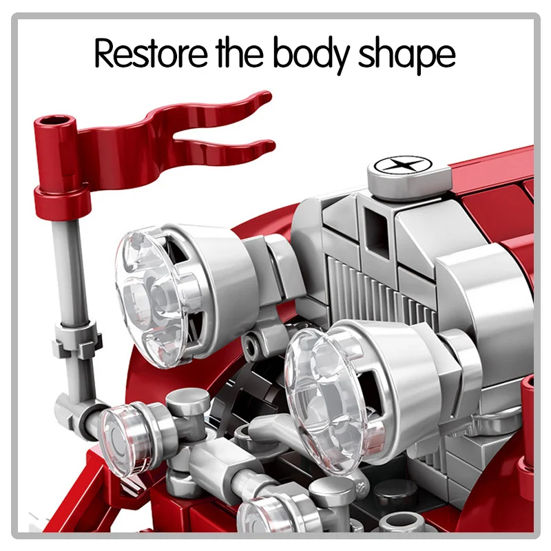 

617Pcs City Classic Mechanical Vintage Car Building Blocks Classic Roadster Vehicle Bricks Toys For Children