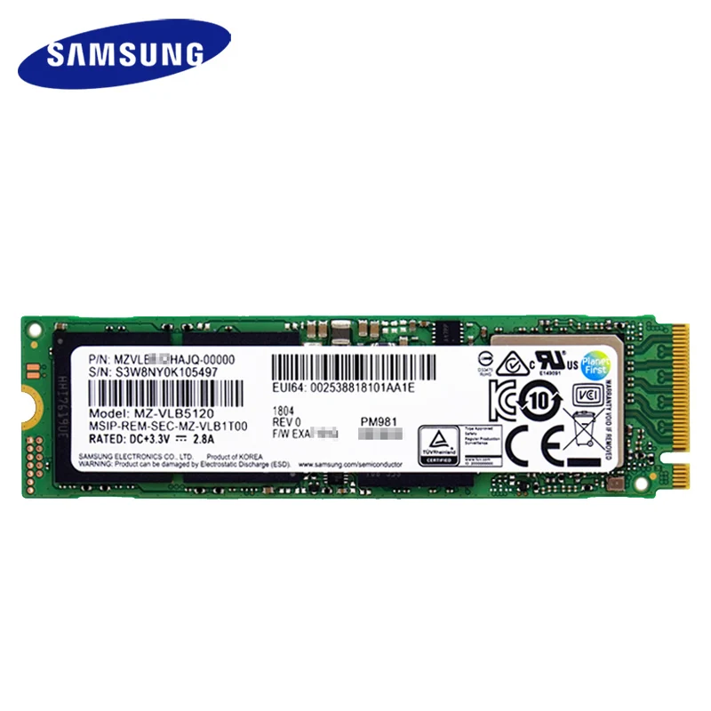 SAMSUNG PM981 твердотельный жесткий M.2 SSD 256 ГБ 512 1 ТБ внутренний диск disco duro TLC M2 NVMe PCIe 3 0x4