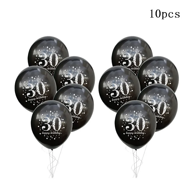 10pcs black 30 30th 40th 50th латексный воздушный шар "Конфетти" С Днем Рождения украшения для взрослых 30 40 50 60 лет с днем рождения - Цвет: 10pcs black 30