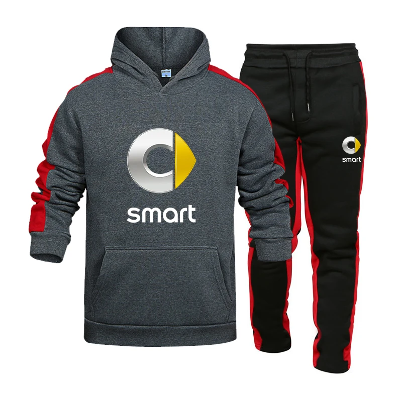 

Men's SMART car logo brand stitching hoodie sportswear tide brand men's hoodie + trousers men's streetwear