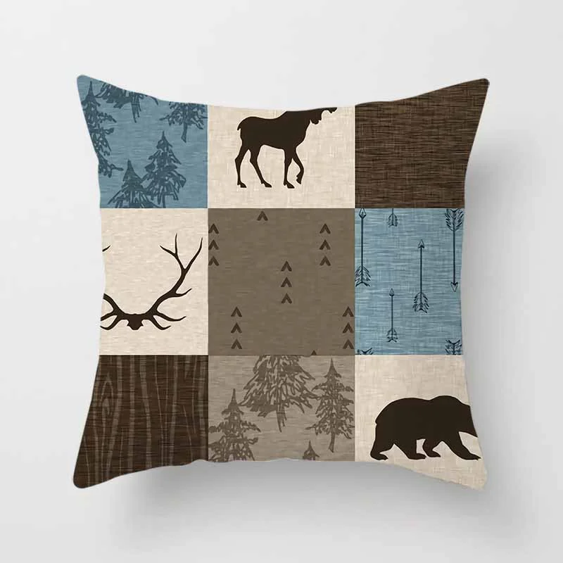 

45x45cm Square Linen Deer Print Square Pillowcase Home Improvement Car Sofa Cushion Cover Pillow Case Home Decor Pillow Cover