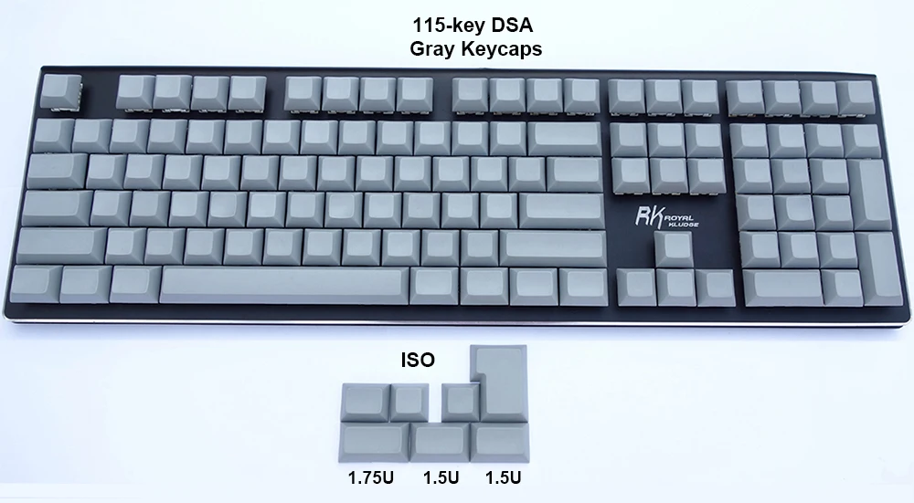 Gray NPKC толстые PBT пустые DSA брелки ANSI ISO 115-key для Cherry MX переключатели механической клавиатуры - Цвет: Gray